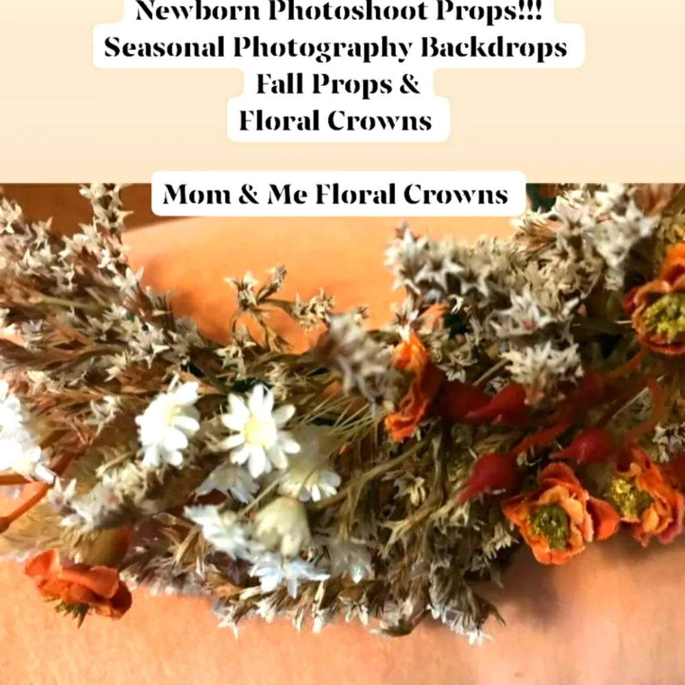 HandCrafted Dried Crown Floral Photo Props MOM/ME Baby Pics Custom Colors FINAL